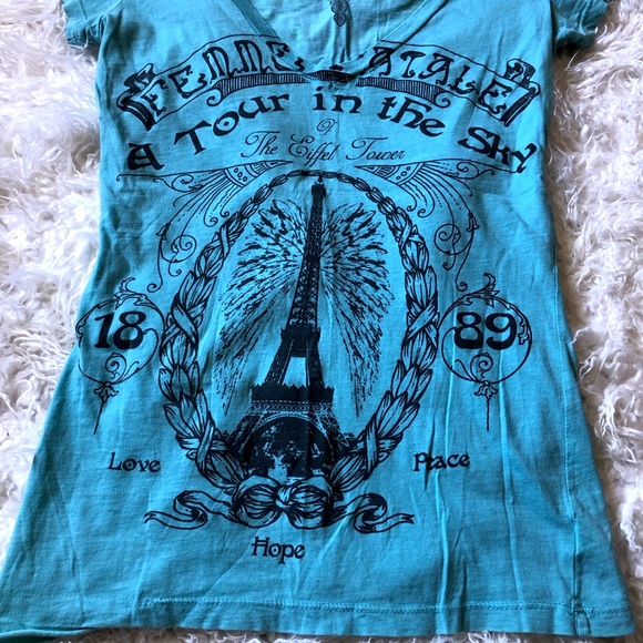 Idylle Short Sleeve Eiffel Tower Top Size M - Picture 2 of 9